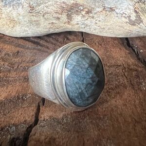 NWT Bali Ring Black Sapphire Faceted 925 Size 8 Summer Southwest Modern Mod